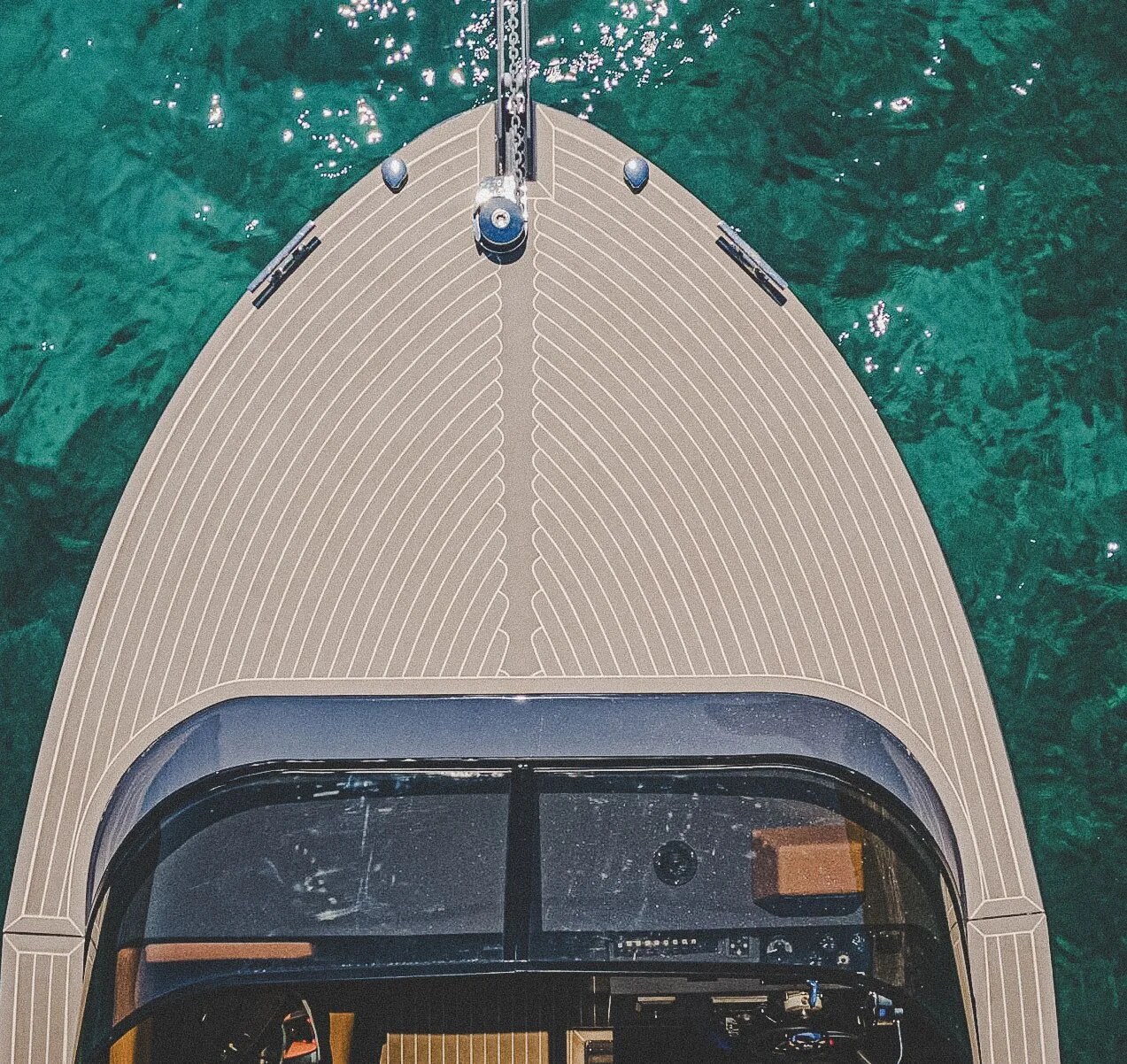 Private boat bow on the Adriatic near Funtana