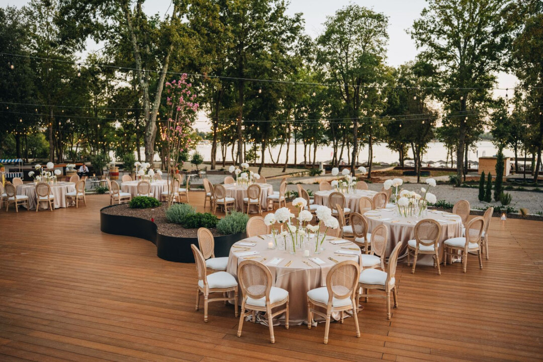 Outdoor setting for XYZ Secret Dinner in the D'Orangerie garden